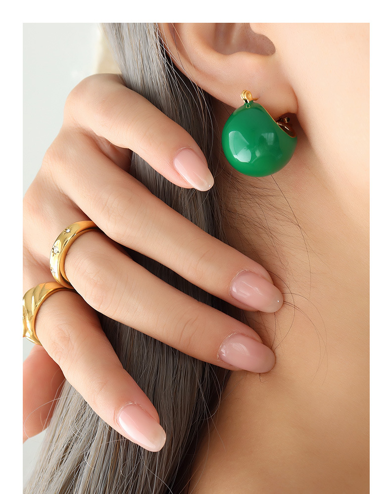 Fashion Solid Color Titanium Steel Enamel Plating Earrings 1 Pair