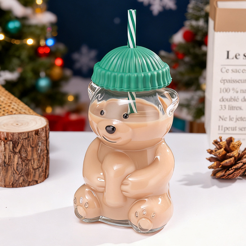 Nuevo oso transfronterizo taza de cristal Starbucks Glass Bear 20oz con la misma taza de agua transparente