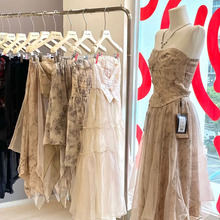 夏季新款辣妹纯欲风连衣裙质感高级感长裙子品牌女装走份批发货源