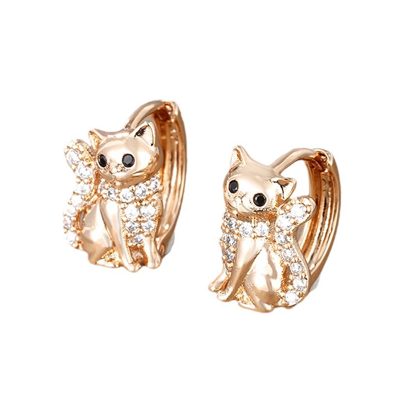 Xuping joyas de dibujos animados lindos perros de gato pernos de orejas personalidad retrógrada para mujeres nicho perros de moda europea y americana