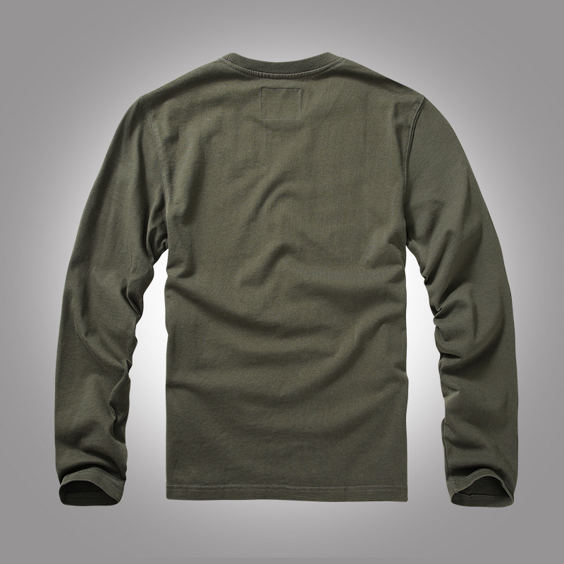 男士迷彩长袖T恤 男秋季时尚军旅风圆领印花纯棉上衣阿美咔叽美式