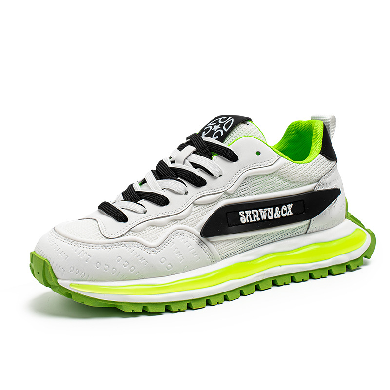 Forrest Gump Shoes European Station Four Seasons Zapatos deportivos casuales transpirables de malla Zapatos de fondo grueso de moda de todo fósforo para aumentar los zapatos de papá