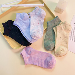 Morandi idea yarn boat socks for women summer thin pure cotton low-top shallow pure color versatile student invisible short socks for women
