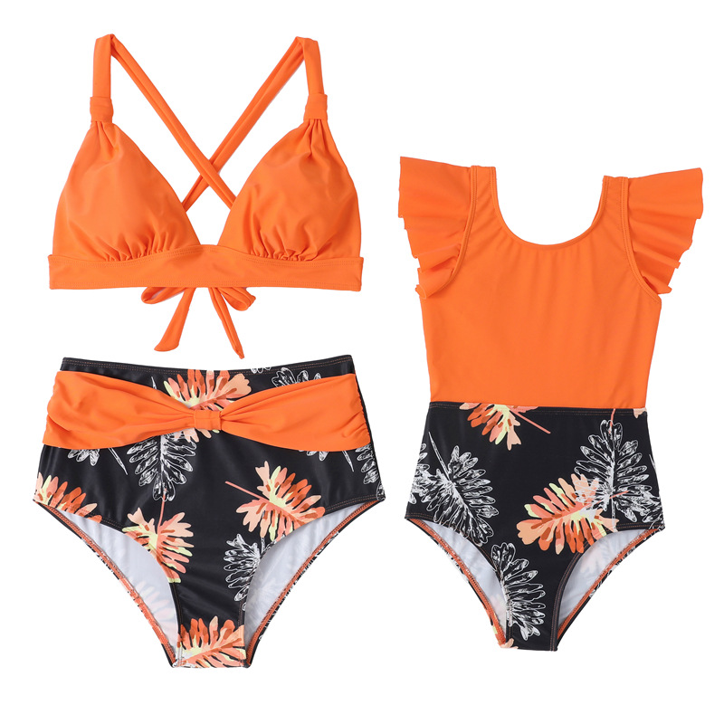 Mother&daughter Lady Classic Style Printing 2 Pieces Set Bikinis Swimwear display picture 3