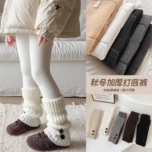 女童保暖打底裤冬季加厚加绒可拆卸纽扣袜套拼九分裤外穿儿童长裤