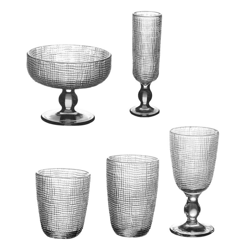 Tazas de vidrio de tela ligera de lujo tazas de alto pie de tazas de agua de alto valor de la cara doméstica tazas de vino comercial tazas de vidrio tazas de champán
