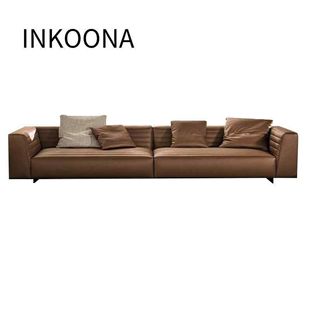 Ikonaro Roger Sofa Italian Minimalist Cotton Linen Genuine Leather Straight Modern Minimalist Design Modular Sofa