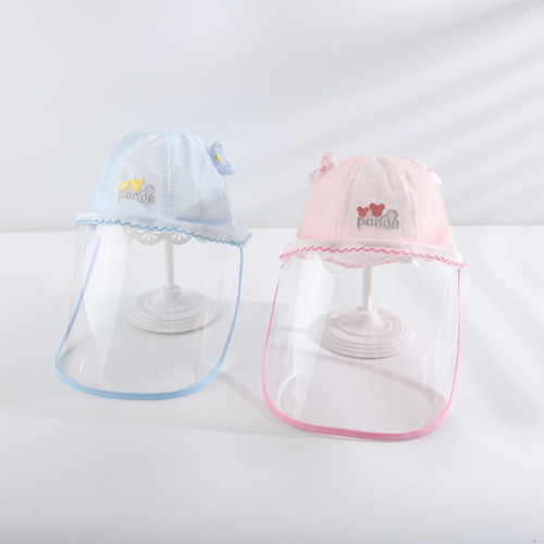Baby Hat Velcro Removable Mesh Protective Droplet Face Cover Children's Fisherman Hat Isolation and Anti-epidemic Summer