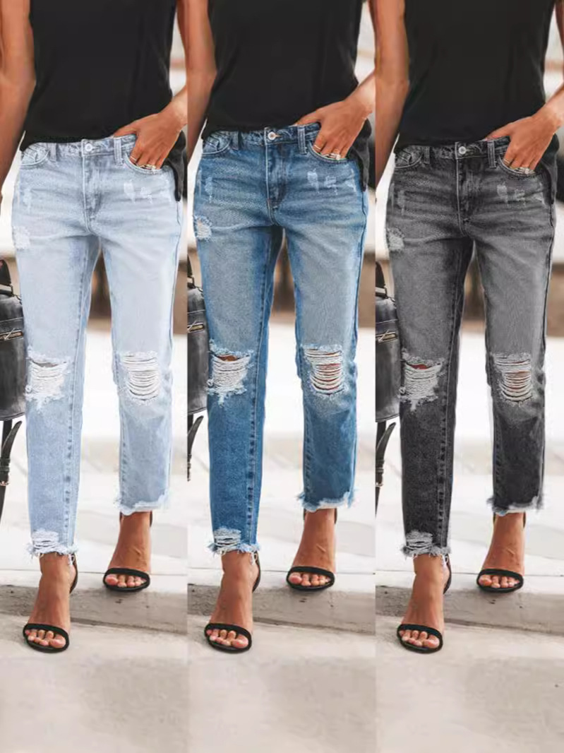 (Cross-border trading), retro fashionable denim jeans, trousers, Amazon, European style