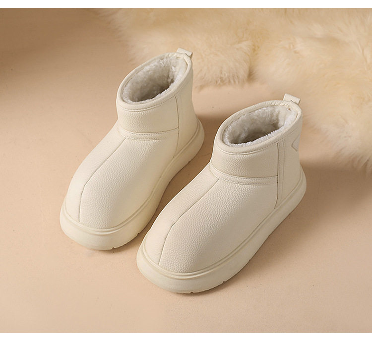 Bốt đi tuyết nữ da lì lót lông giữ ấm, đế cao 3-5 cm — màu đen chi tiết 28
