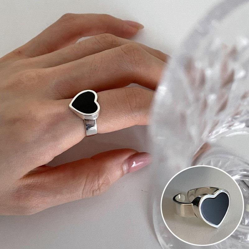 Las mujeres de estilo coreano S925 plata tridimensional anillo encantador retro de moda elegante carta anillo abierto hip hop anillo de dedo índice moda