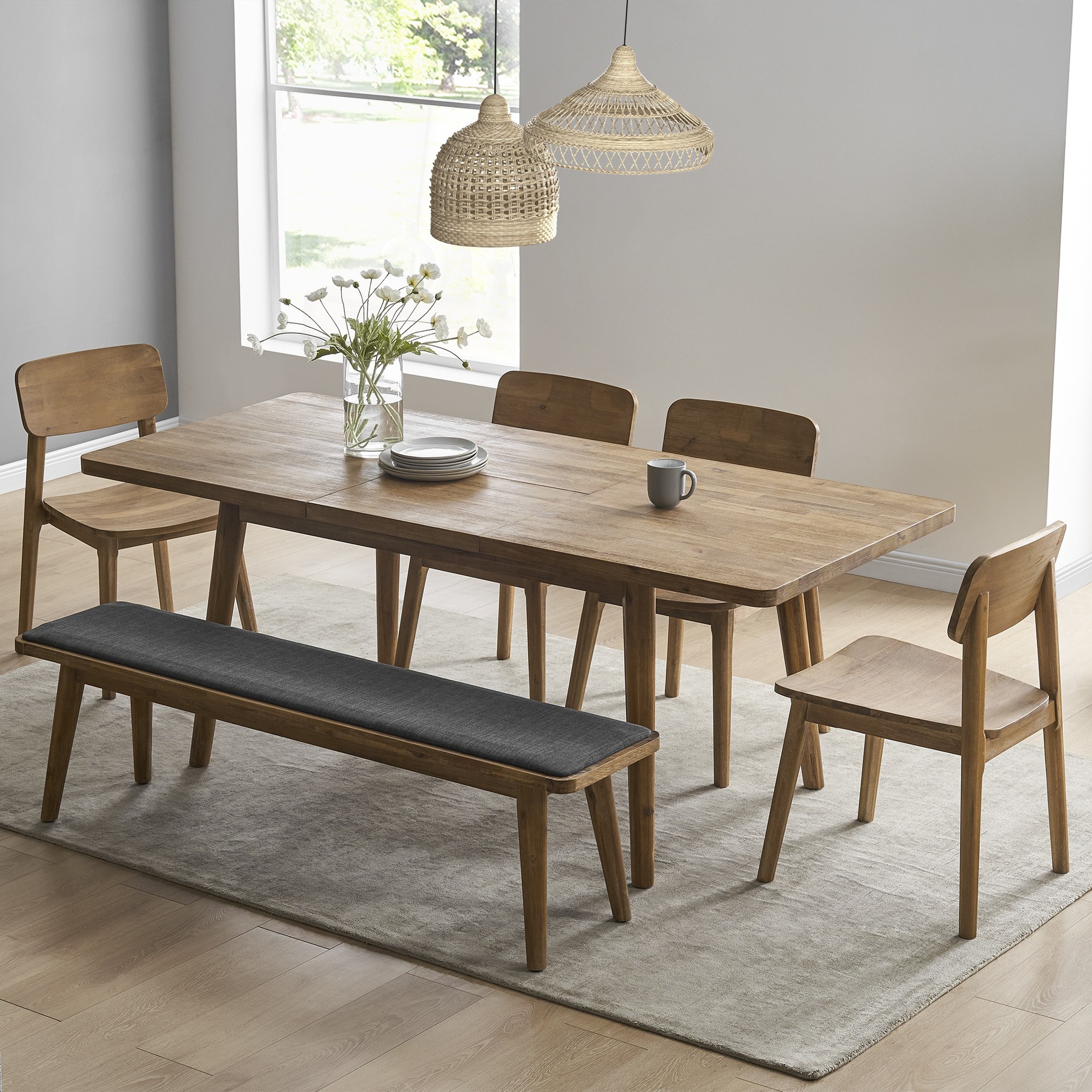 Mesa de comedor de madera MDF extensible mesa de comedor ligera de lujo de alta calidad moderna simple mesa de comedor silla
