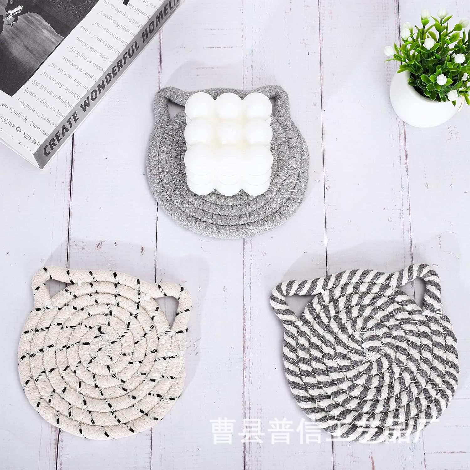 Cojín de copas de algodón para gatos, cojín de copas de algodón tejido, cojín de aislamiento térmico, cojín de comedor de algodón, cojín de mesa redondo, cojín de mesa de comedor de algodón