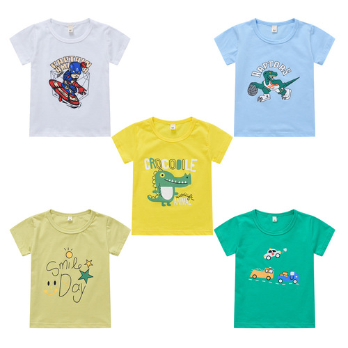 2021 children's clothing summer new children's clothing baby tops boys and girls cartoon short-sleeved T-shirt bottoming shirt cotton