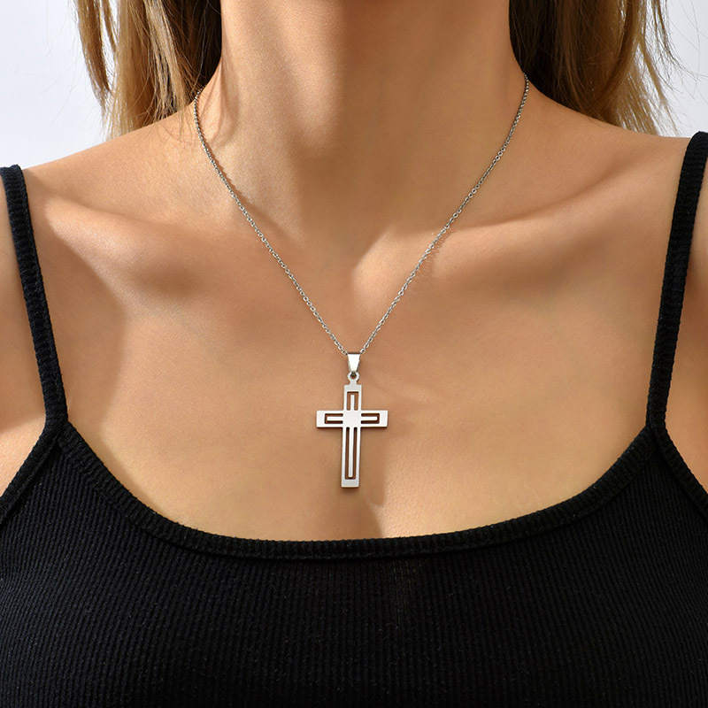 Original Design Cross Stainless Steel Plating Pendant Necklace 1 Piece