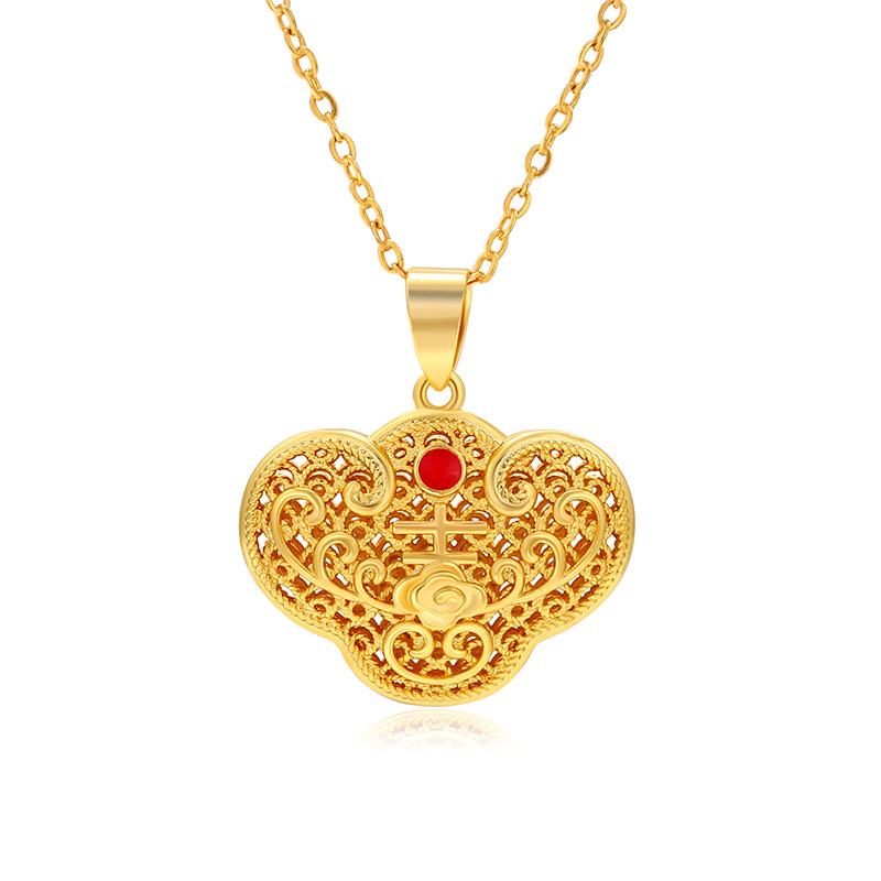 Xuping hermoso hilo hueco de flores palabras feliz colgante collar de esmalte de goteo de aleación de oro colgante joyería mujer