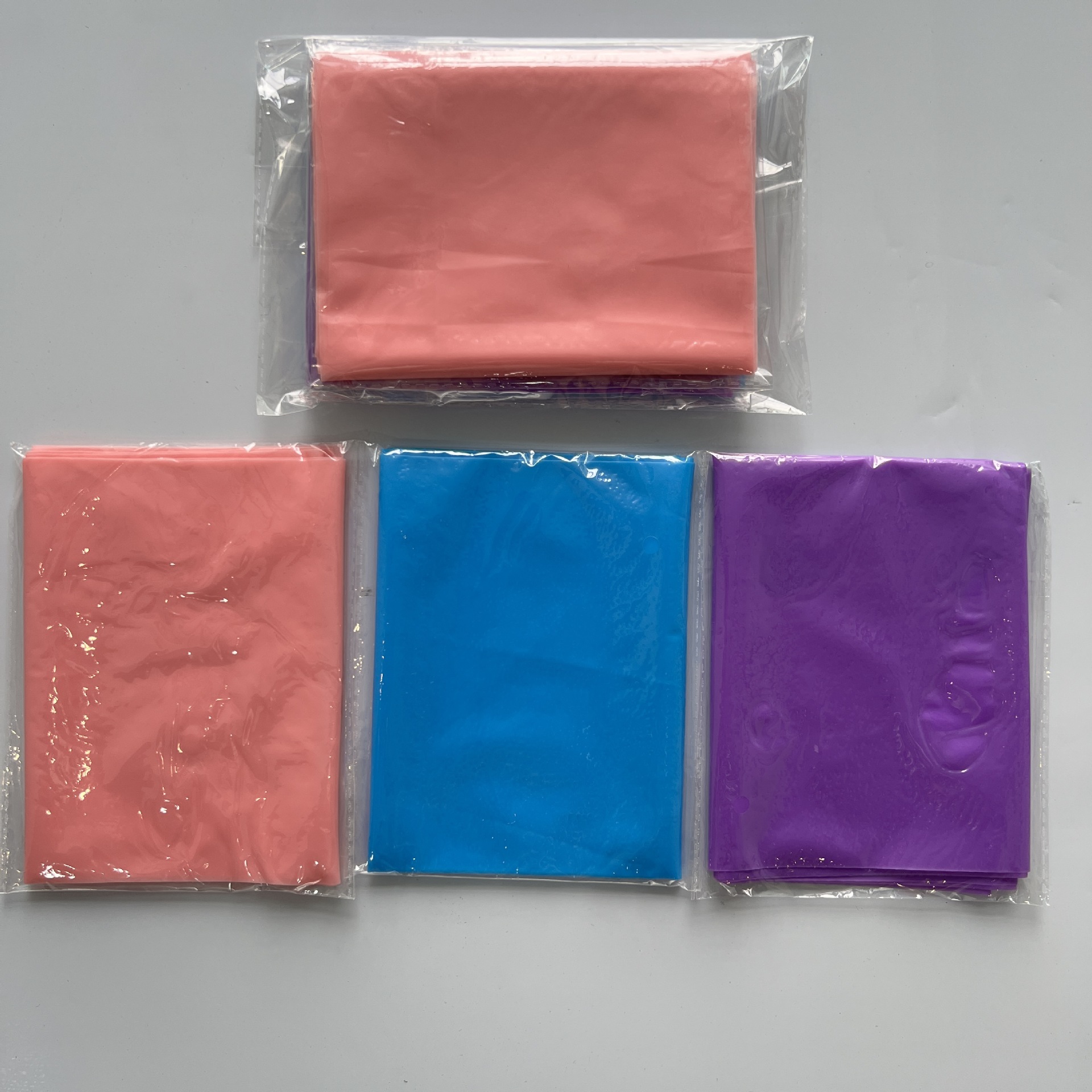 Three packs of pink + blue + purple
