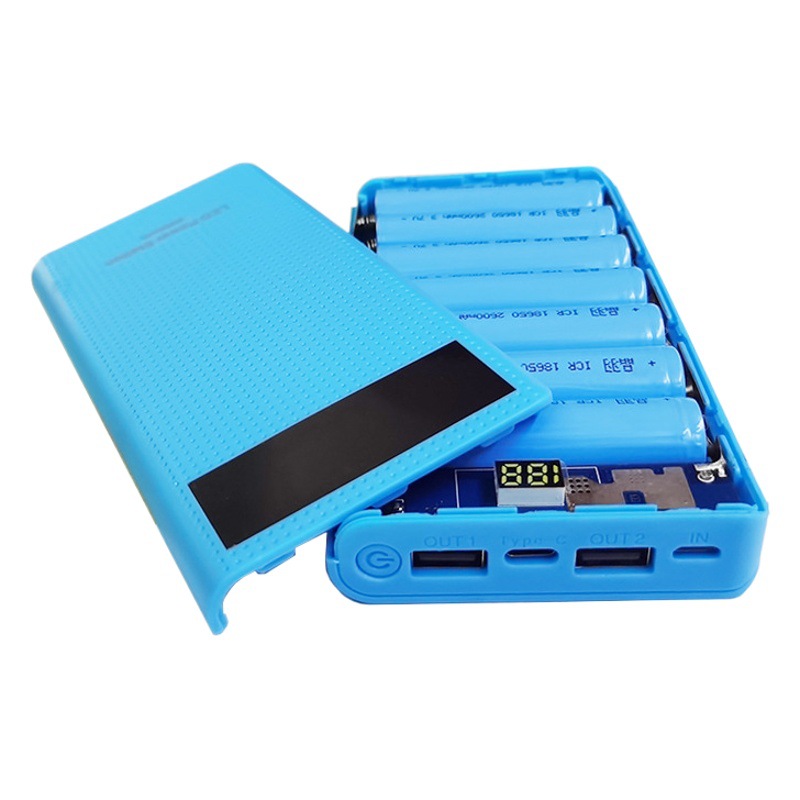 Pantalla digital pantalla 7-sección 18650 caja de batería de soldadura libre de energía kit de fuente de alimentación móvil tipo-C carga tesoro Shell kit