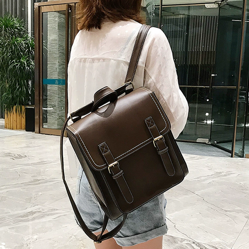 Fashionable trend polyurethane retro backpack, school bag, shoulder bag, city style