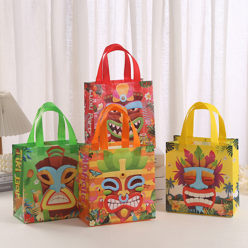 夏威夷派对礼品袋无纺布袋子批发印花卡通手提袋购物防水包装袋