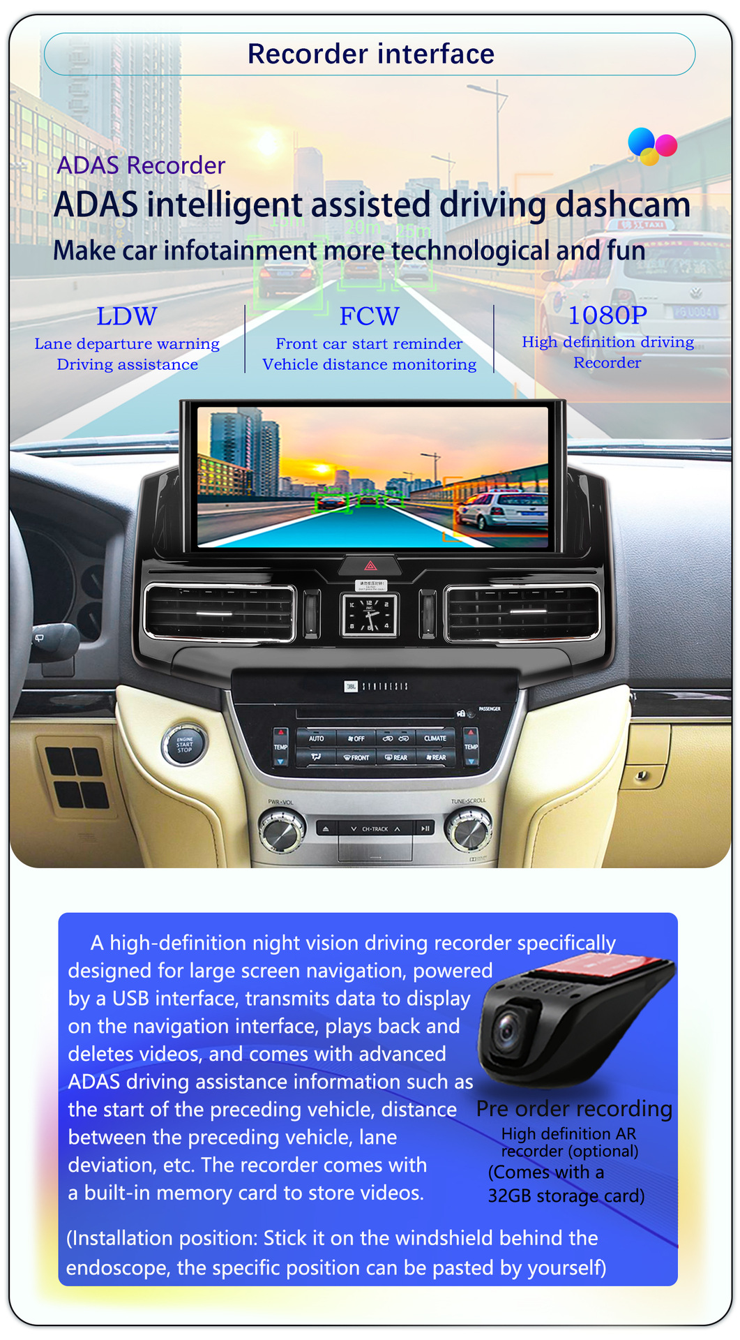 Suitable for 07-21 Models 12.3inch Toyota Land Cruiser Lc200 Lcd Clock Old to New Android Navigator