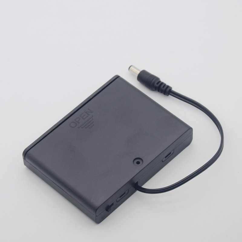 5号6节电池盒 5号6节带盖带开关带DC头 6节5号AA电池带盖电池盒9V