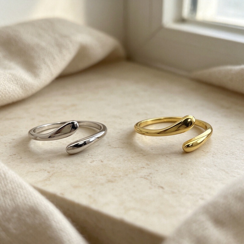 Cross-border bestseller S925 water drop hug open couple ring, light luxury niche high-end feel women's ring wholesale