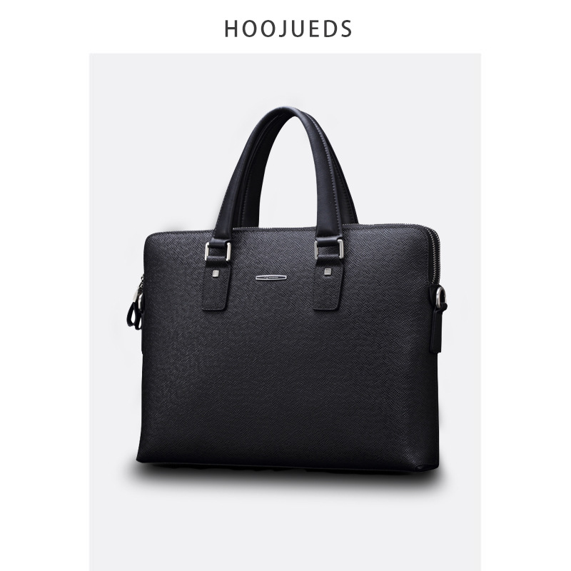 新款袋鼠男士公文包真皮挎包高档礼品定制横款牛皮商务男包手提包|ms