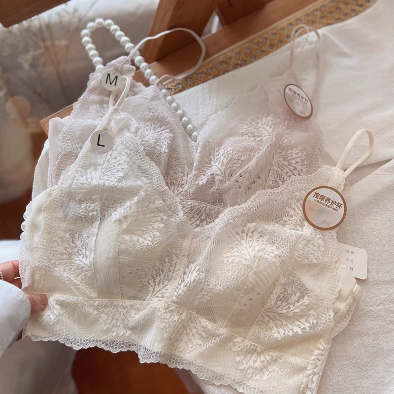 Весенне-летний тонкий сексуальный кружевной бюстгальтер с заячьими ушками во французском стиле для женщин, бесшовный, уменьшает большой бюст, боковая поддержка, беспроводной.