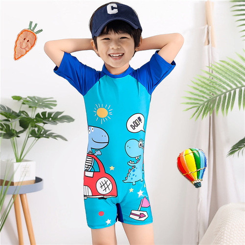 Summer Kids Swimwear for Boys Toddlers Little Boys One-piece Cute Baby Sun Protection Swimwear Swim Trunks Set from Korea