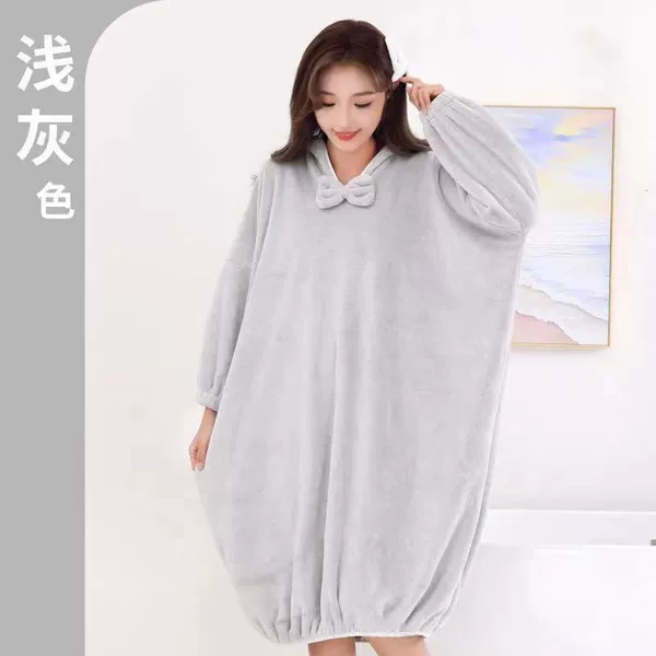 National style bow bathrobe [light gray]