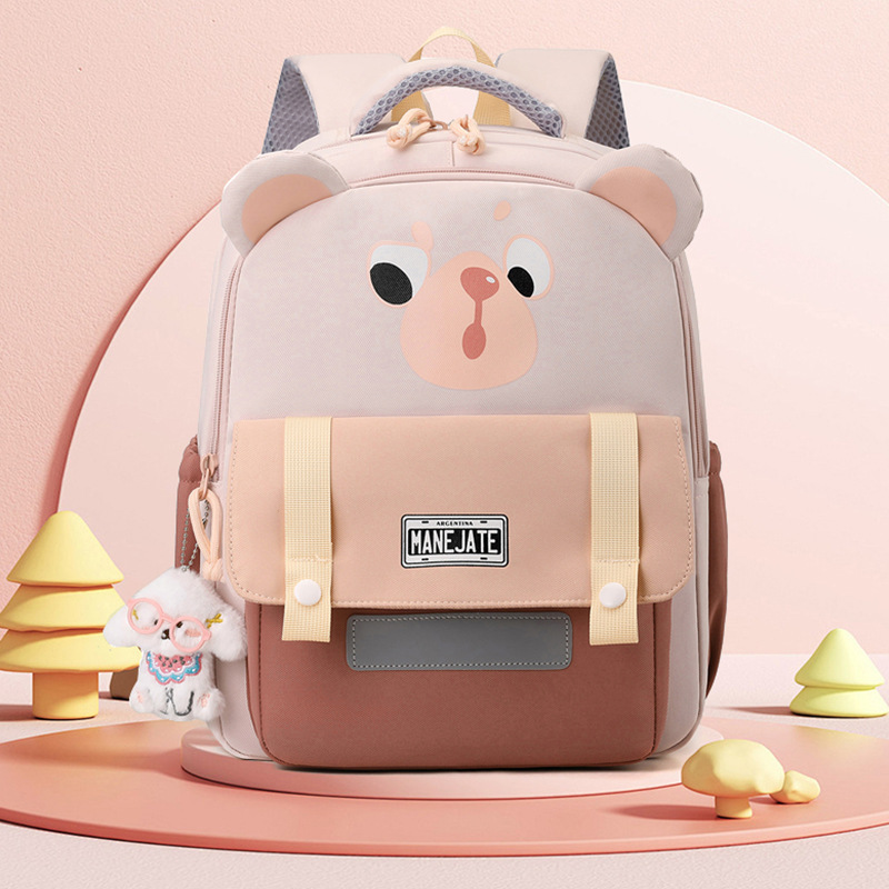 Cartoon Bear Kids Big Class Kindergarten Mochila para niñas de grado uno y dos mochilas para niños respirables