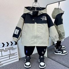 Boys' spring jacket coat 2024 new style fashionable baby spring and autumn clothing children's Korean-style cool and stylish trench coat