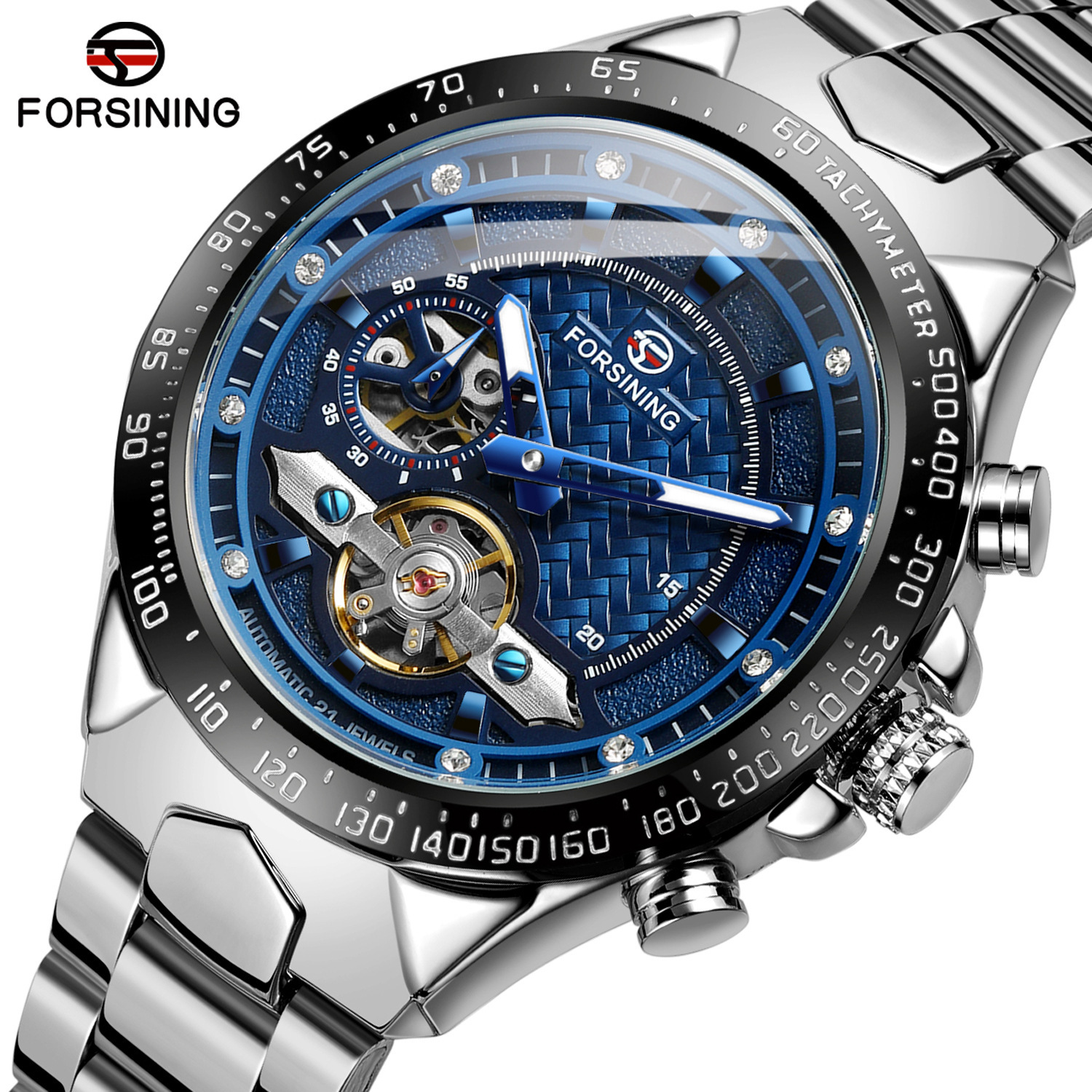 Forsining Fusini hombres de moda casual Tourbillon reloj mecánico automático reloj de hombre 8204