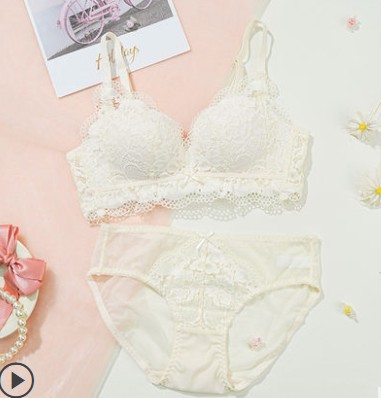 2102 ropa interior de las mujeres pequeño pecho grande push up puro deseo no anillo de acero colección de mama ropa interior de encaje lindo sujetador traje