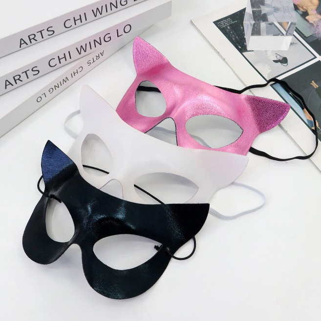 Amazon transfronterizo PVC cara de gato mitad cara máscara de color sólido espectáculo de fiesta sexy dama máscara de ojos TK