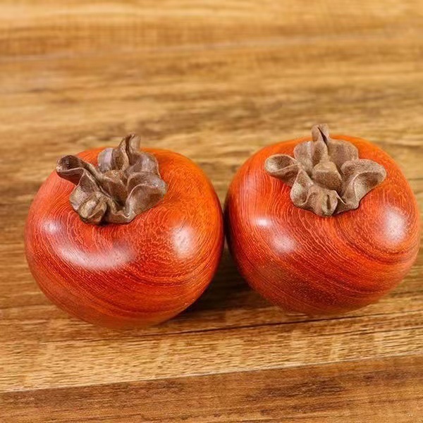 厂家批发代发木雕实木红花梨柿子DIY手工创意随身文玩工艺品摆件