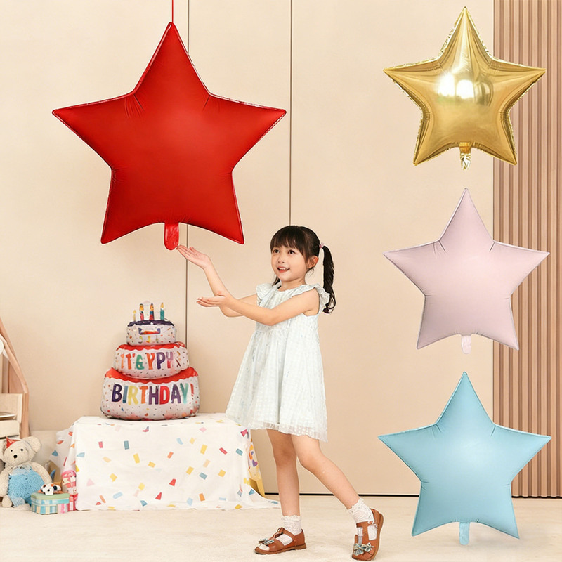 New 30inch Matte Five-Pointed Star Balloons Filled with Helium That Can Float in the Air for Children's Birthday Decorations and Valentine's Day Scene Decoration
