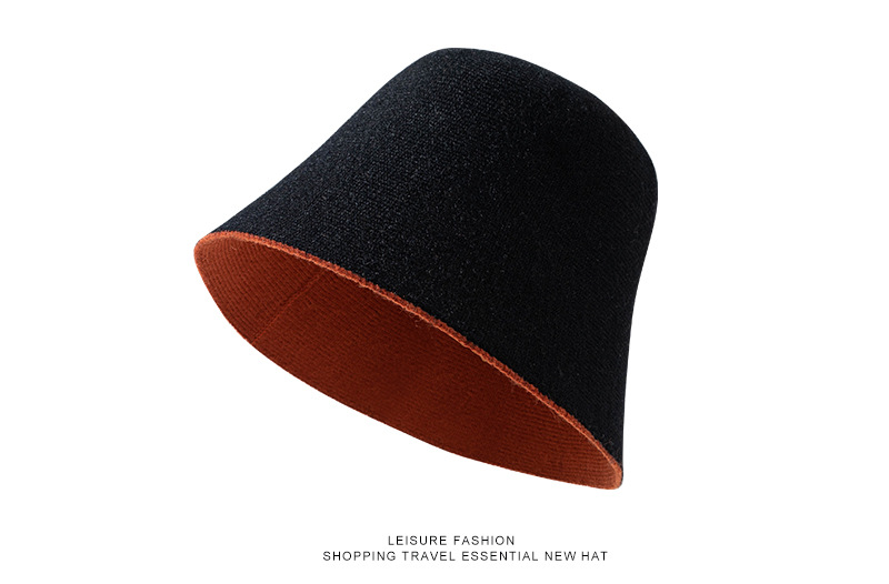 Gorro bucket de punto para mujer otoño invierno estilo coreano_voghion.com