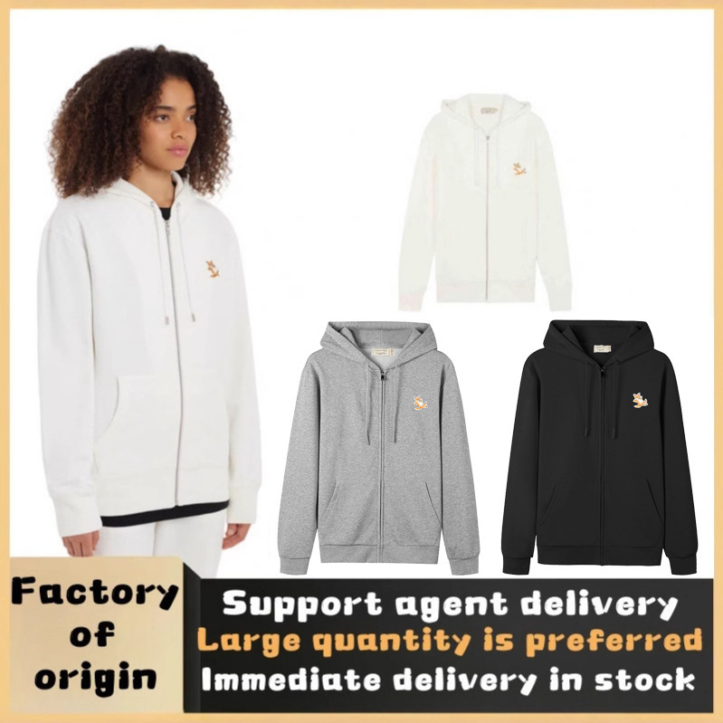 Mk Casual Zipper Coat Fox Embroidery Hoodie Couple Coat