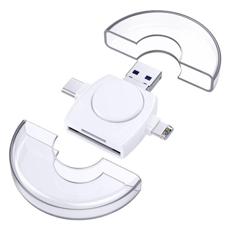 Lector de tarjetas de teléfono móvil para Huawei Android tipo-c Cuatro en Uno TF tarjeta SD redondo multifunción lector de tarjetas al por mayor