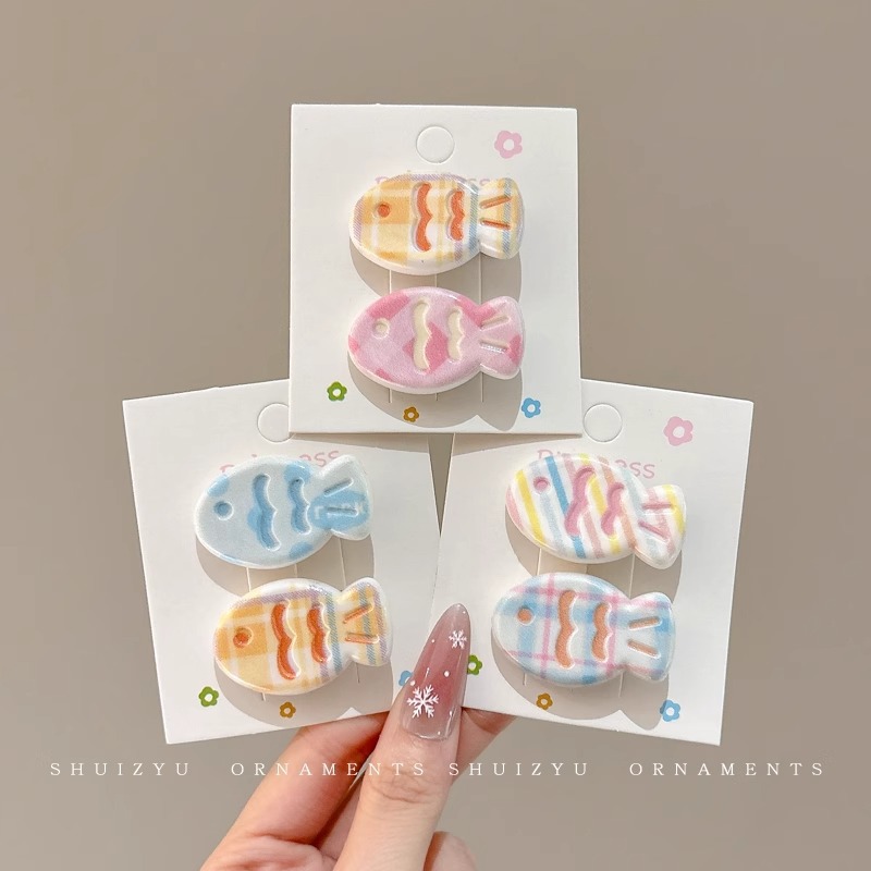 Pequeño pez de color clip para el cabello de la mujer adorable clip para el cabello de pestaña lateral dulce multifacé frente rotura clip para el cabello de boca de pato