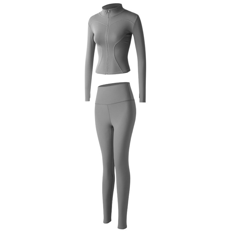 Ropa de yoga Juyitang para mujer, chaqueta deportiva de alta elasticidad para correr, pantalones ajustados que realzan los glúteos, conjunto de ropa deportiva