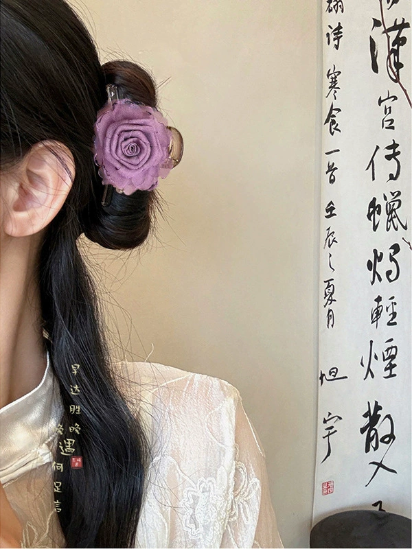 Атмосферная заколка для волос для фотосессий, крабовая заколка, модная hair accessory, с цветами