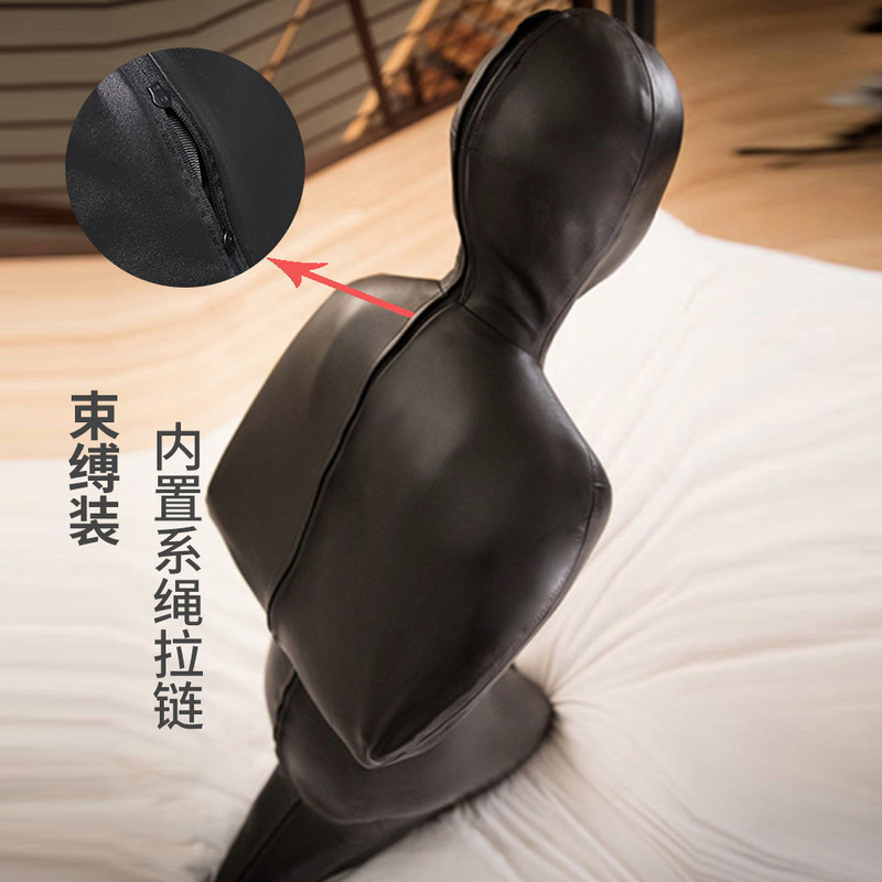 Pu Leather Bondage Servant Outfit B32 Hand and Leg Bondage Sm Kneeling Servant Outfit Pu Full-Body Tight Bodysuit