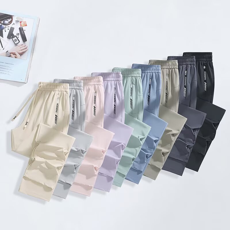 Ice Silk Cool Comfortable Casual Straight Breathable Thin Slimming Pocket Zipper Mid-Waist Sports Quick-Drying Simple Women's Pants Ice Silk Cool Comfortable Casual Straight Breathable Thin Slimming Pocket Zipper Mid-Waist Sports Quick-Drying Simple Women's Pants
