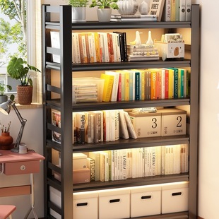Household Steel Bookshelf Simple Multi-Layer Floor-Standing Integrated Wall Storage Bookcase Living Room Storage Shelf Steel Shelf