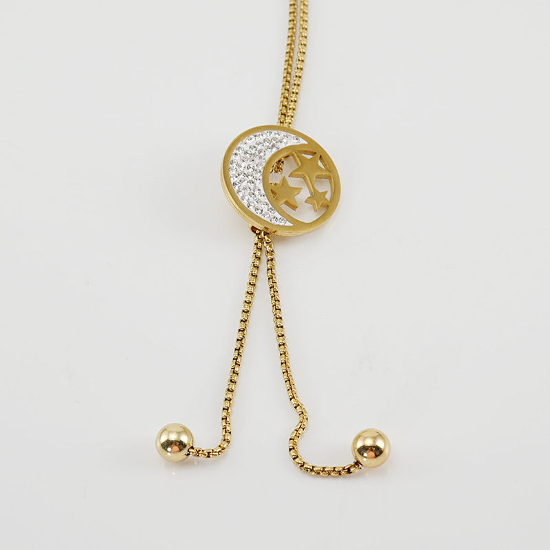 Cadena de suéter transfronteriza de acero inoxidable europeo y americano para mujer Collar largo de acero de titanio de diamante de oro de 18 quilates para mujer Otoño e Invierno