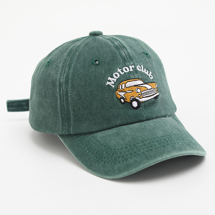 Estilo coreano niños coche bordado gorra de béisbol superior suave chico guapo todo partido lavado angustiado chica ala ancha gorra de pico