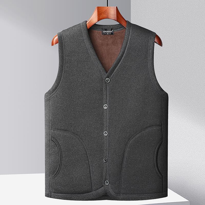 中高年の馬甲男秋冬の大きいサイズのコート冬の老人の綿の肩のお父さんの服とベルベットの厚いベストの馬の挟み|undefined